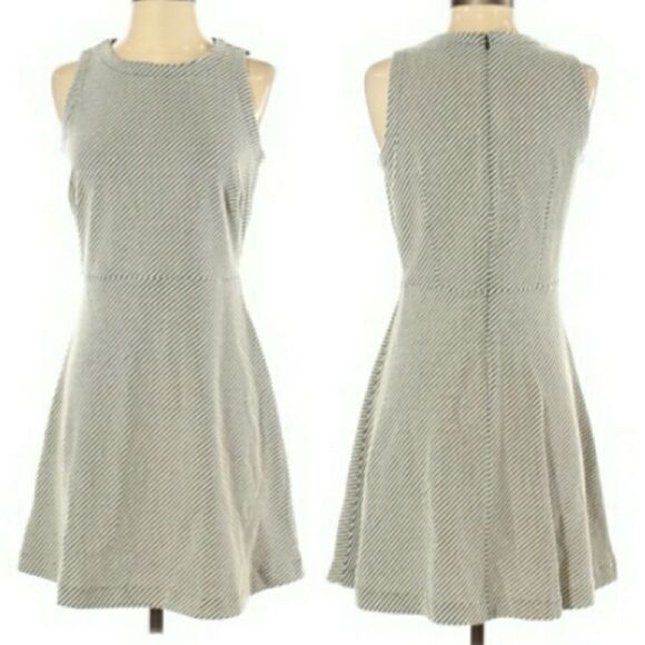 Ann Taylor Loft Dress Knobby Dia Polka Dot Textured Striped Fit & Flare Sz 6 - Picture 1 of 12